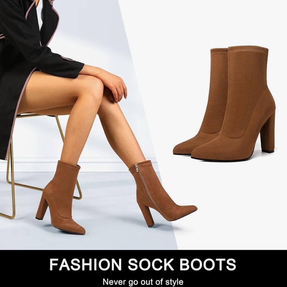 Brown Fashion Sock Boots